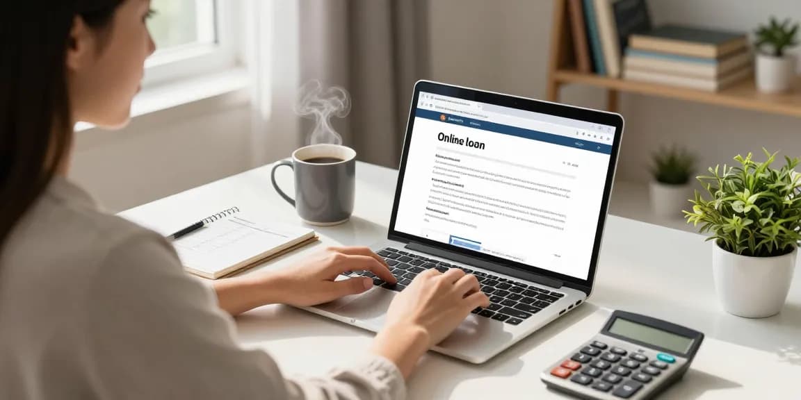 Applying for an online $200 loan in a cozy home office setting, showcasing financial planning.