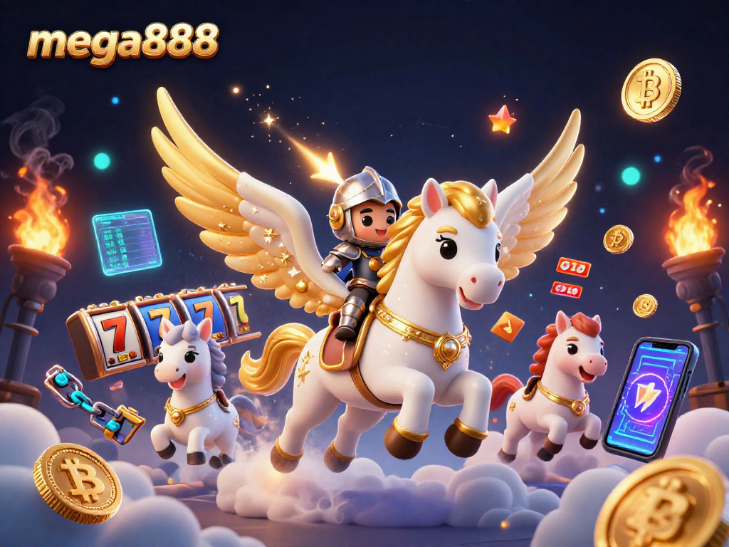 Mega888 memaparkan permainan slot dengan elemen berwarna-warni dan emosi yang penuh, menggambarkan kemeriahan permainan kasino dalam talian.