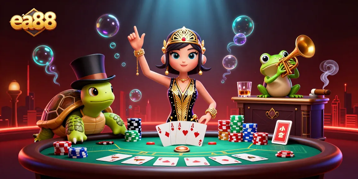 ea88 delivers an exciting poker night with vibrant characters at a speakeasy-themed casino.
