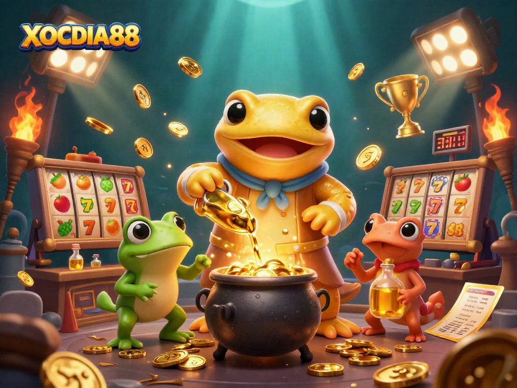 Engage with XOCDIA88's dynamic gaming world featuring golden salamanders and slot elements.