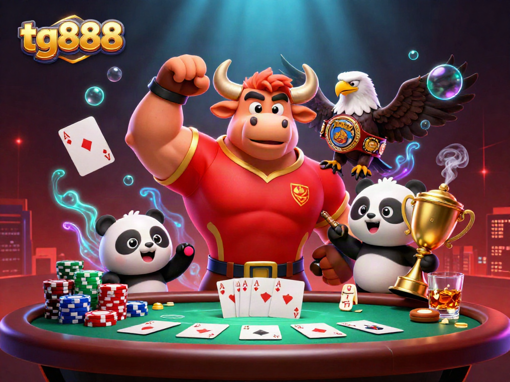Experience thrilling poker action with tg888 in an engaging 3D casino illustration showcasing vibrant characters.