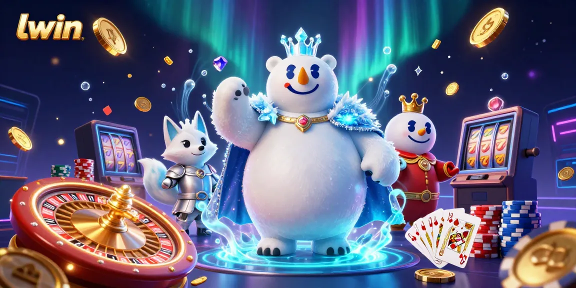 Join the adventure at llwin with festive gaming elements and characters celebrating a win.