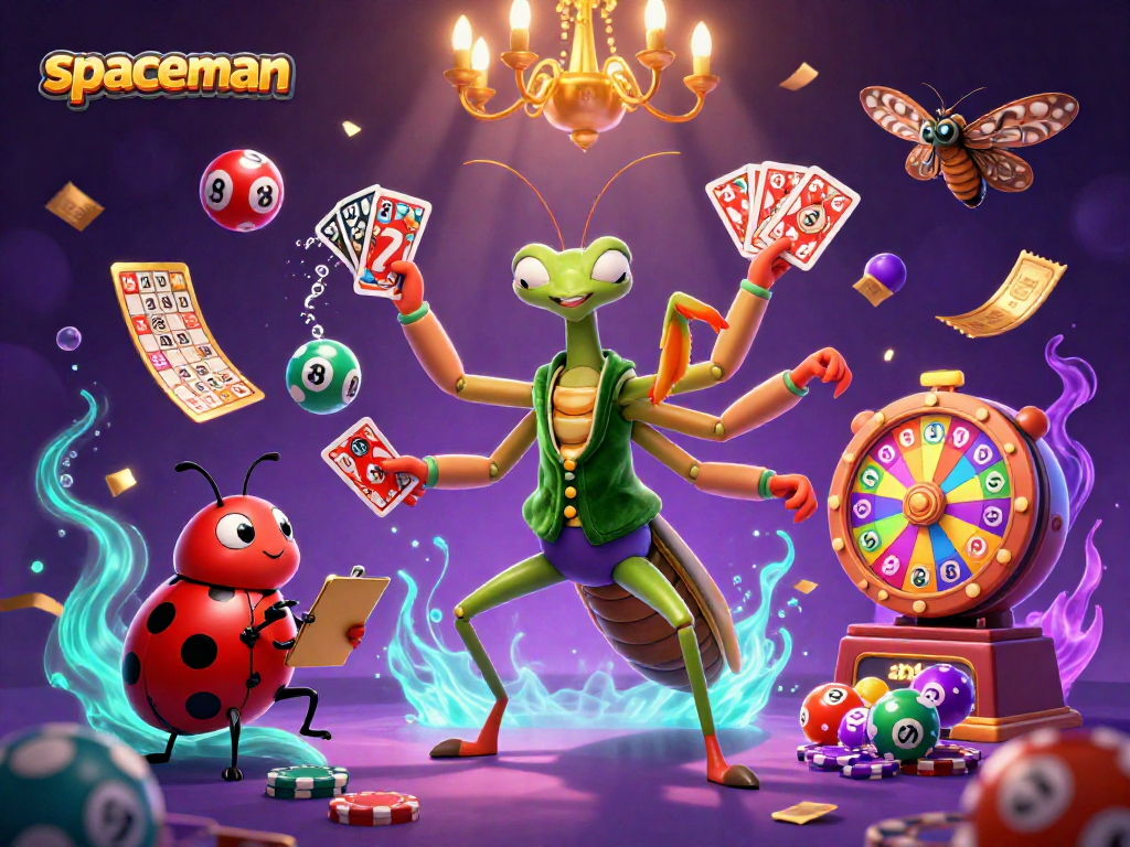 Engage with the spaceman in a vibrant casino scene, winning big at the lottery!
