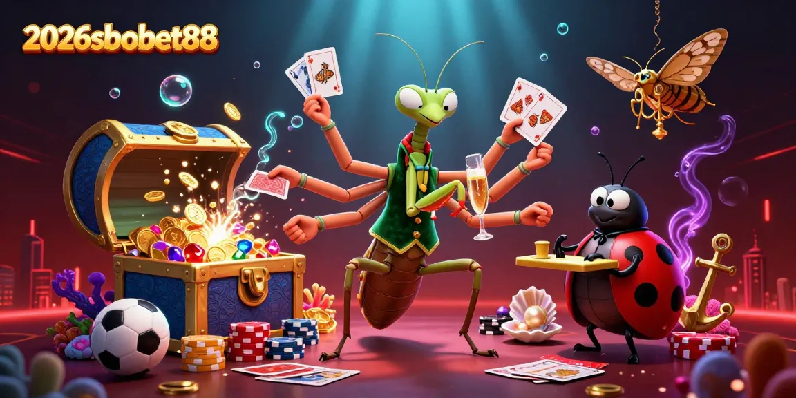 Experience thrilling action at 2026sbobet88 as the giant mantis dealer manages cards and bets.
