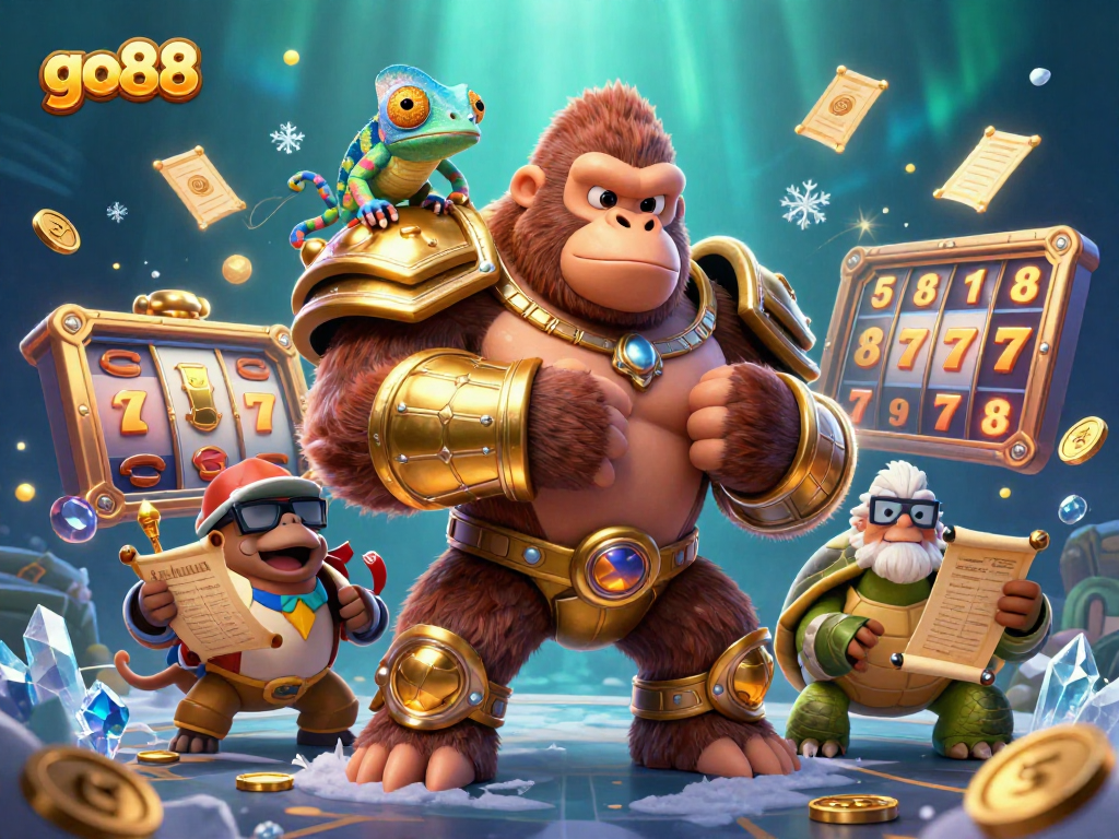 Experience go88 with a vibrant, dynamic scene featuring exciting slot and jackpot elements.