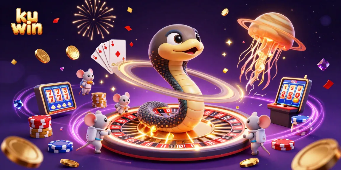 Experience the thrill of ku win gaming with vibrant illustrations of cosmic bets and winning strategies.