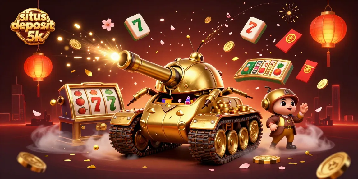 Experience the thrill of situs deposit 5k with an extravagant casino scene featuring vibrant elements and dynamic action.