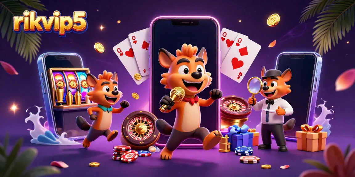 Enjoy an exciting moment at rikvip5's comedy casino with hyenas serving fun and games.