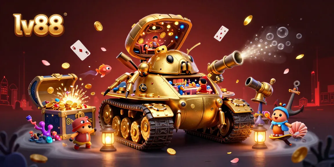 Experience the excitement of lv88 casino with a vibrant 3D illustration showcasing dynamic gaming elements.