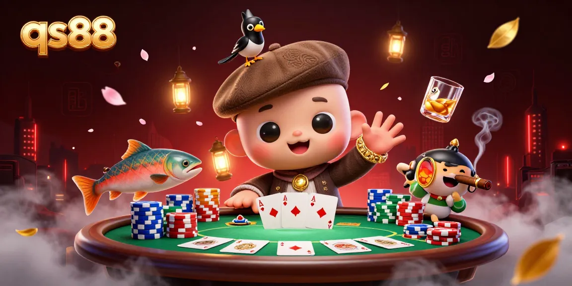 Experience thrilling gameplay at qs88 as Nessie and friends enjoy a lively poker scene.